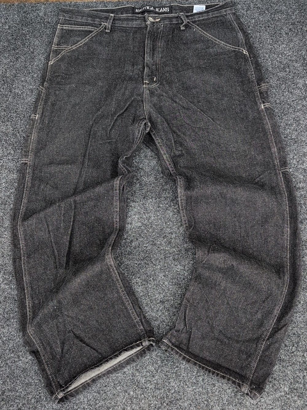 Vtg Nautica Pants Mens 38x30 Black Baggy Loose Fit Streetwear Skater Jeans Y2K